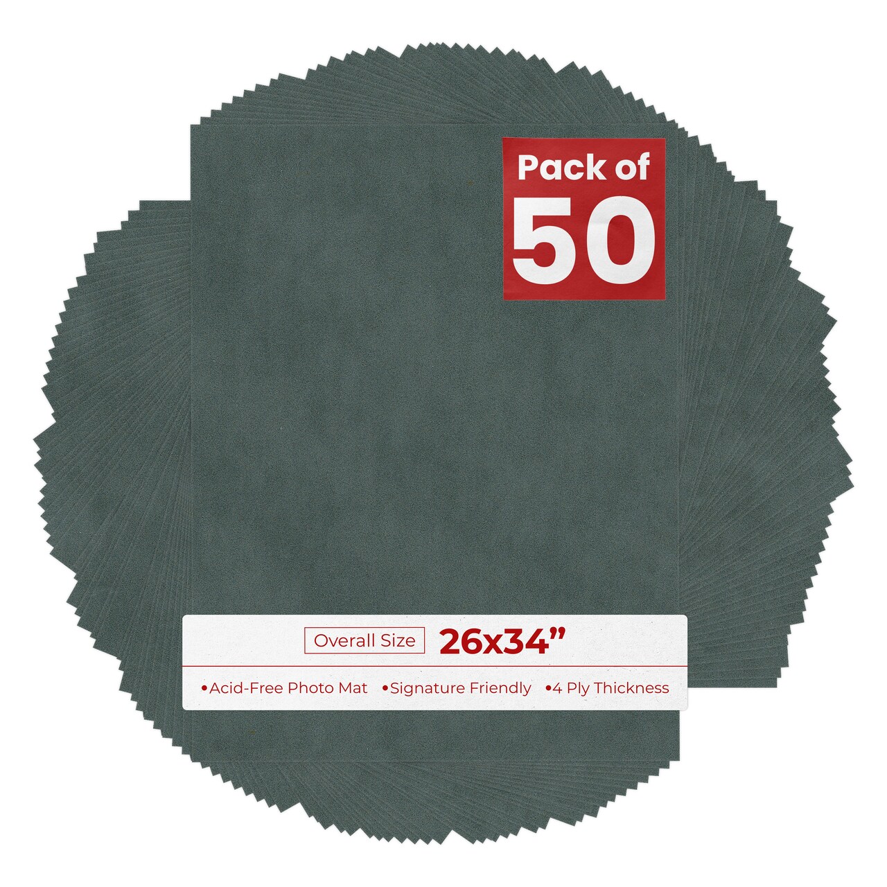 Dark Grey Suede 26x34 Uncut Mat Board - Blank Sheets, No Opening